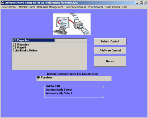 multichax setup screen  Editing your Control Record