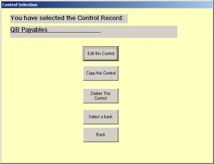 Control Record Screen  Editing your Control Record